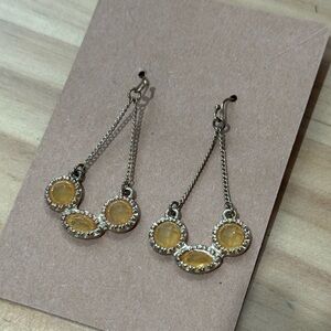 Triple Gemstone Drop Earrings